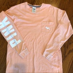 PINK /VS. PEACH LONG SLEEVE TEE WITH DOG LOGO